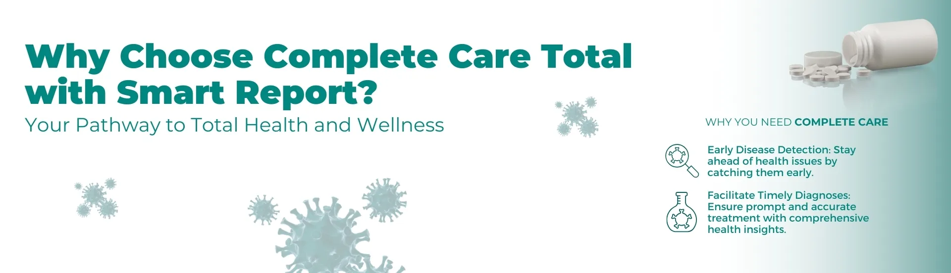 Website banner displaying SmartCare Diagnostics logo with the text 'Why You Need Complete Care'. The image emphasizes the importance of comprehensive healthcare services offered by SmartCare Diagnostics.